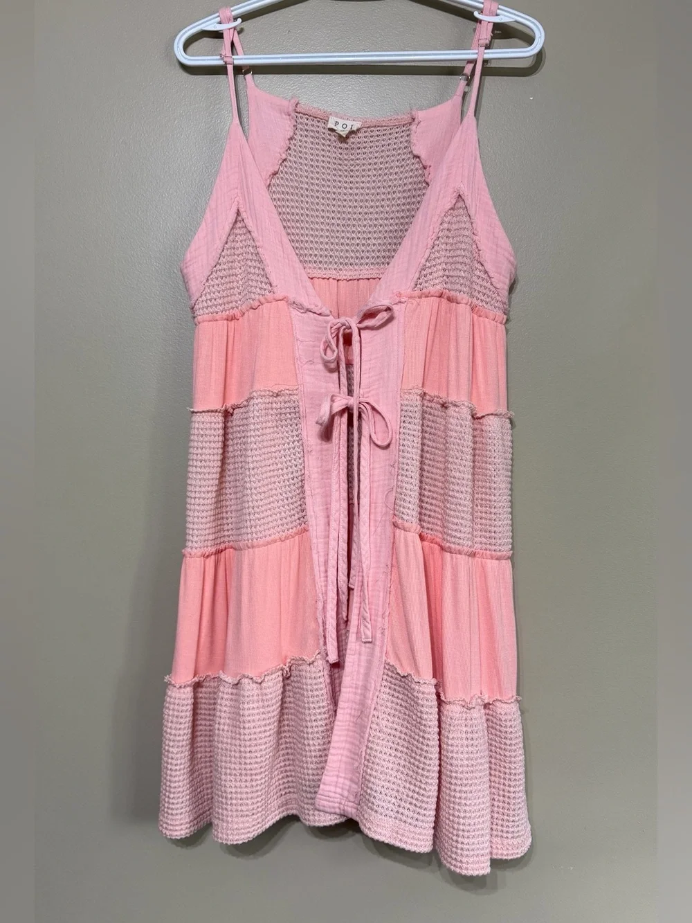 POL Waffle Tie Front Mini Dress - Picture 6 of 14